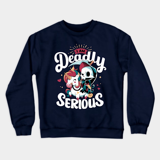 Deadly Serious - Grim Reaper's Unicorn Crewneck Sweatshirt by Snouleaf